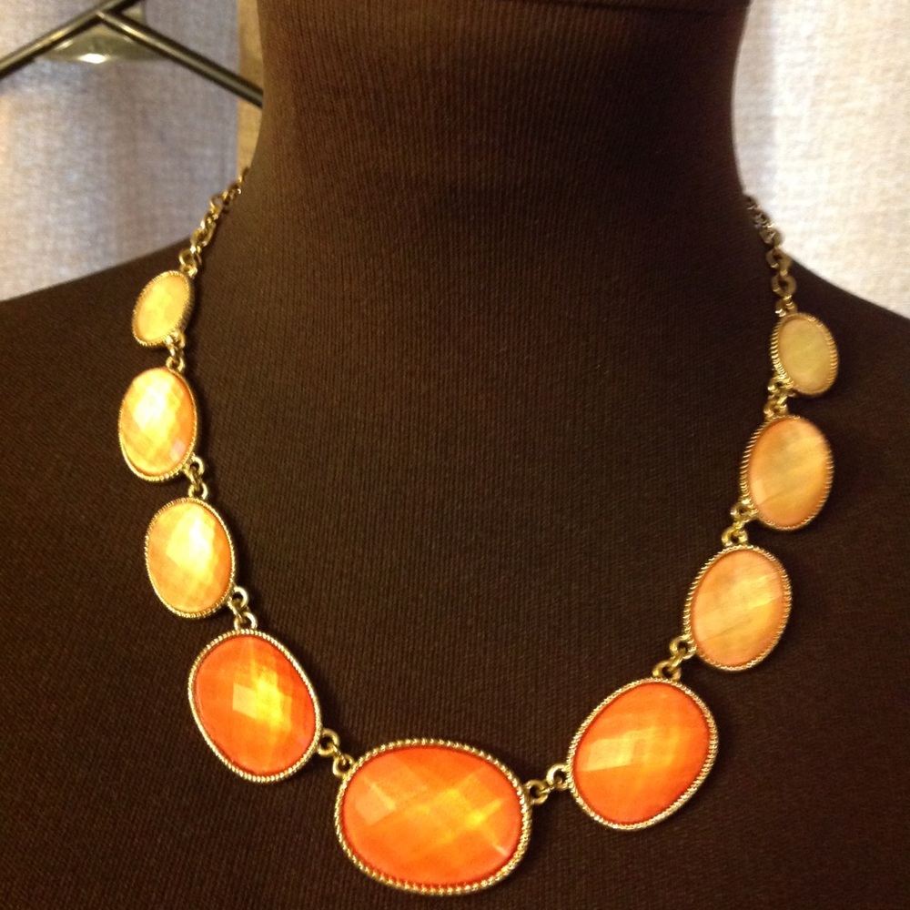 Coral gold tone Statement Necklace and Earrings